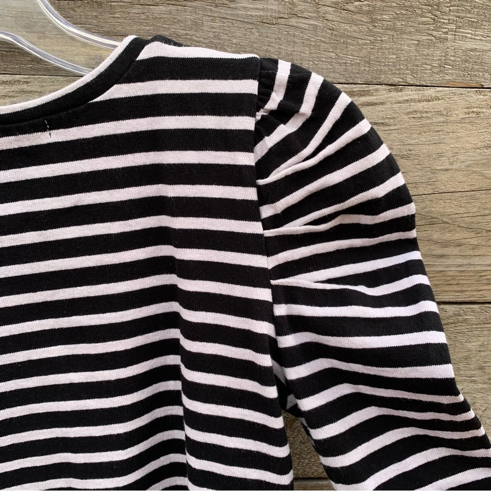 Rebecca Minkoff Top Tee Womens S Talia Breton Striped Puff Sleeve Cotton Preppy - Picture 10 of 16